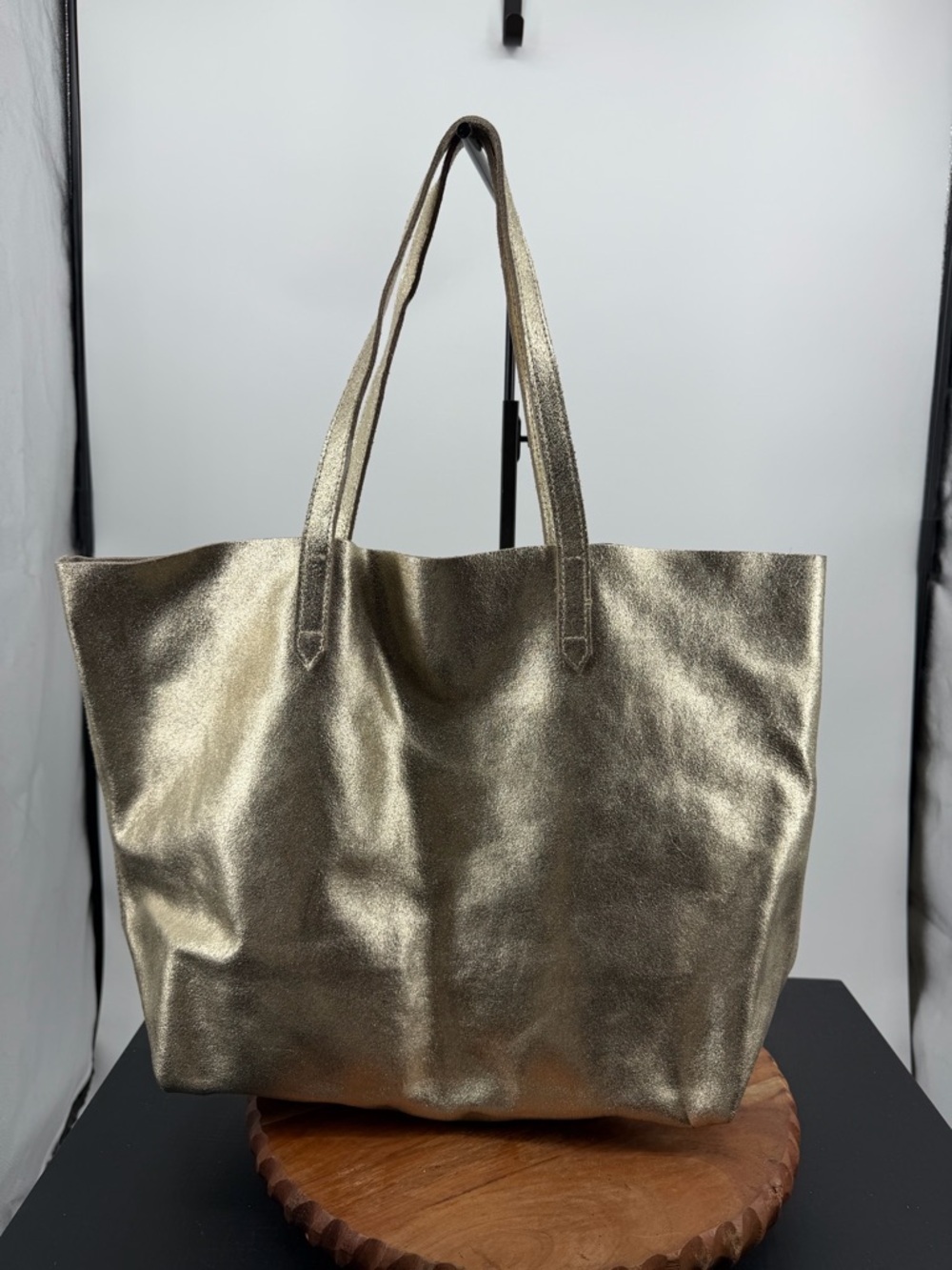 Sundry metallic gold leather tote brand